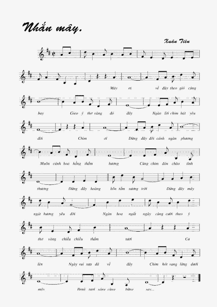 Sheet nhạc Nhắn Mây